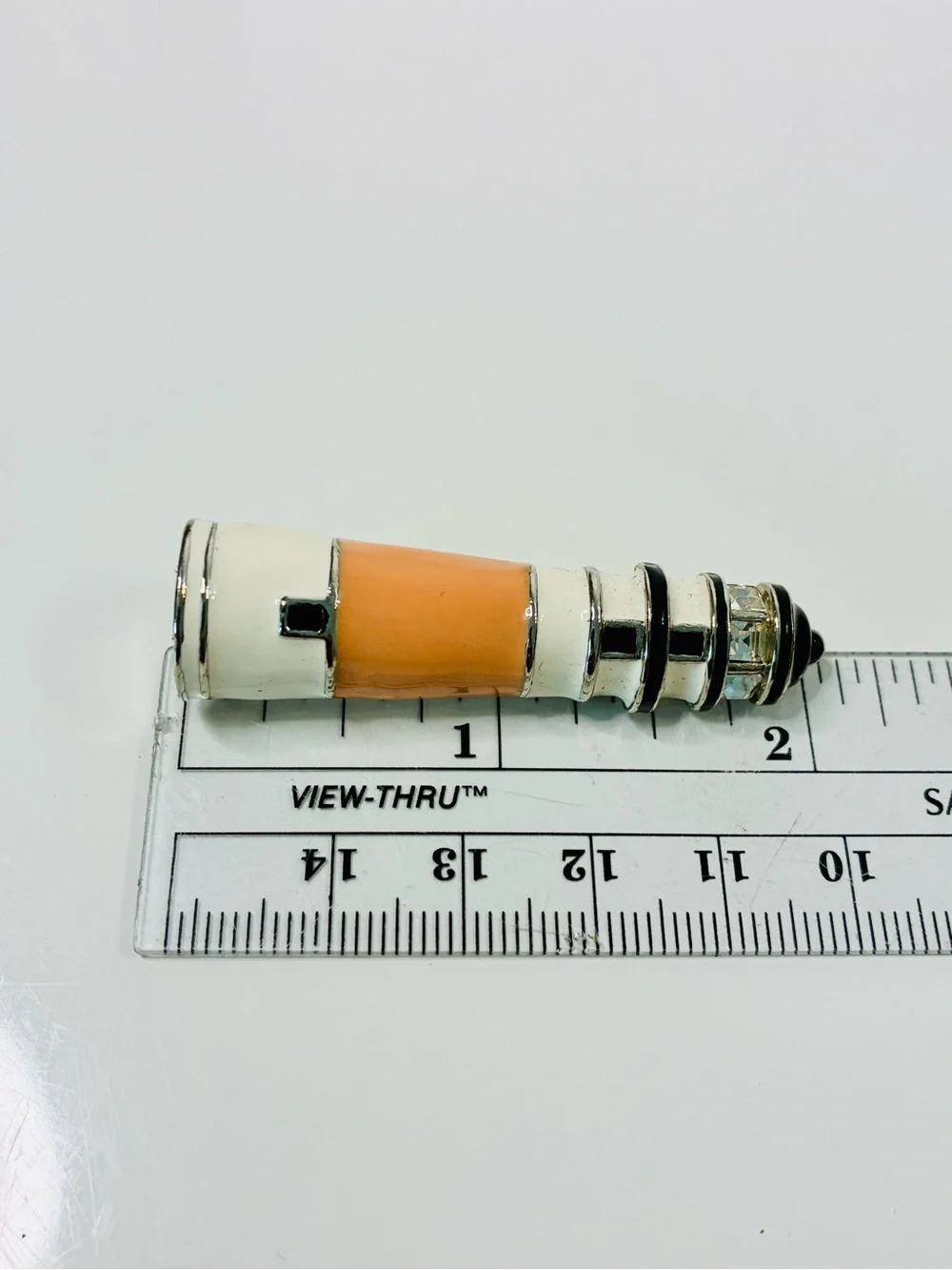Women Jewelry Brooch - Cream & Orange Lighthouse Pin
